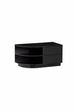Best WOOOD TV-bænk Finca rund venstre 78 cm Sort mat sort